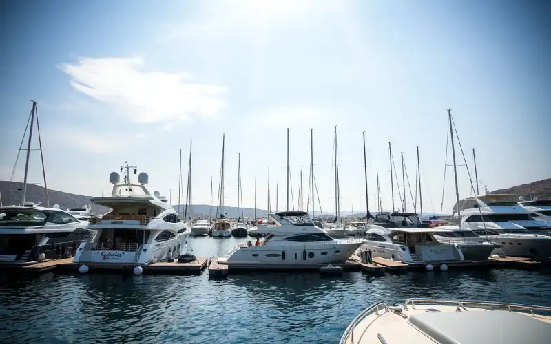 Luxury yachts bob gently in Limassol Marina, offering exclusive charters and stunning views of the Cypriot winerie
